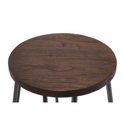 30" Quinn Natural Metal and Wood Backless Barstool