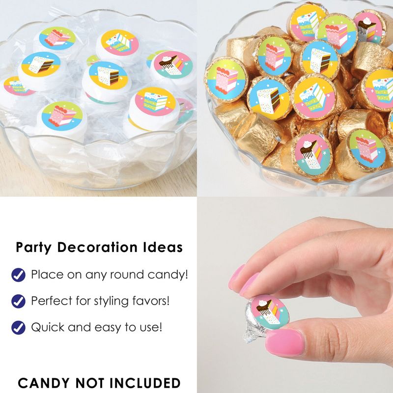 Big Dot of Happiness Cake Time - Happy Birthday Party Small Round Candy Stickers - Party Favor Labels - 324 Count, 5 of 7