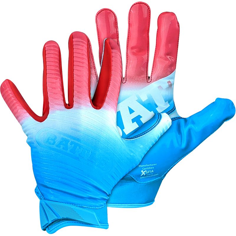 Battle Sports Adult Gradient Doom 1.0 Football Gloves - Red/White/Blue, 2 of 3