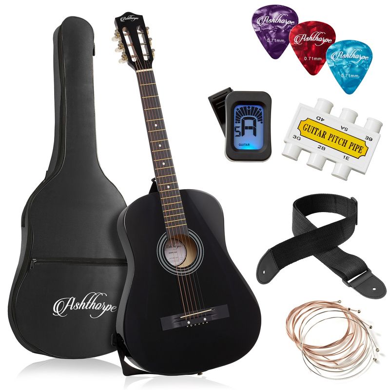 Ashthorpe Beginner Acoustic Guitar, Basic Starter Kit with Gig Bag and Accessories, 1 of 7