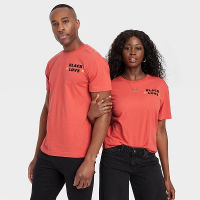 Black History Month Adult Black Love Graphic T-Shirt - Coral Red L