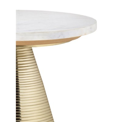 Elegant Gold & White Marble 16" Round Side Table