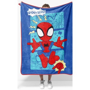 Jay Franco Marvel Spidey and Friends Comic Spidey Plush Throw Blanket - 1 of 4