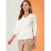 INSPIRE CHIC Women's V Neck 3/4 Sleeve Casual Office Work Satin Blouses - 4 of 4