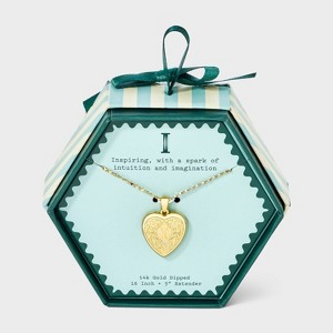 14K Gold Dipped Heart Charm Initial Necklace - A New Day™ Gold - 1 of 4