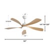 TOBILI 52 Inch Modern Led Ceiling Fan With 3 Color Dimmable 5 ABS Blades  White For Bedroom - 4 of 4