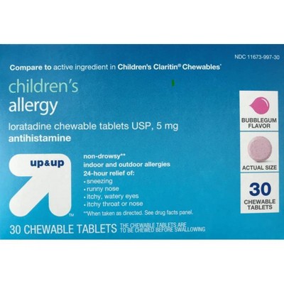 Children's Dye-Free Loratadine Allergy Relief Chewable Tablets - Bubblegum - 30ct - up&up&trade;