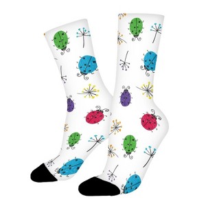 Cute Ladybugs Women Printed Crew Socks Funny Funky Socks Soft Polyester Novelty Gifts for Artists Men - 1 of 1