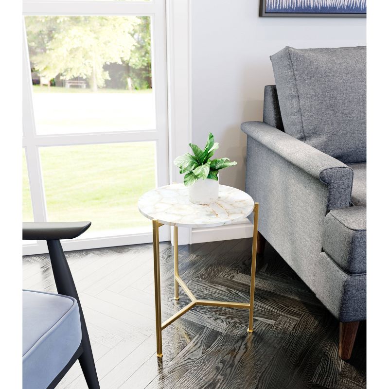 Heron Side Table White/Gold - ZM Home, 6 of 12