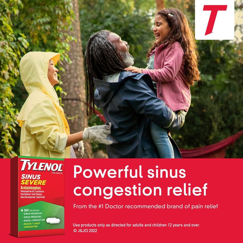Tylenol Sinus Severe Non-Drowsy Pain & Congestion Relief Caplets - Acetaminophen - 24ct, 5 of 10