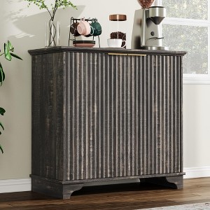 Fluted Buffet Sideboard Cabinet with Storage, Kitchen Storage Cabinet with Adjustable Shelves - 1 of 4