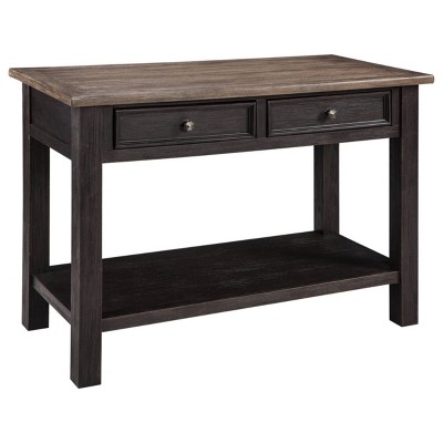 Tyler Creek Sofa/Console Table Grayish Brown/Black - Signature Design by Ashley: Mid-Century Modern with Open Shelf, Storage Drawer