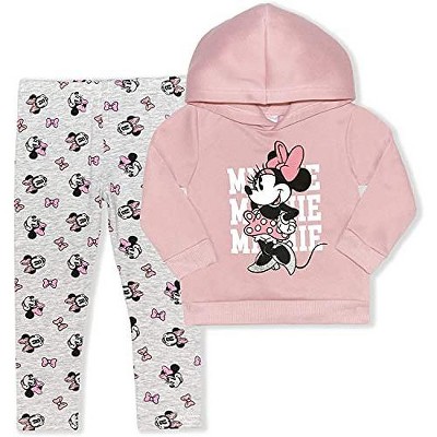 Disney Girl's 2-Pack Minnie Mouse Pullover Hoodie and Patterned Legging Pant Set Variety for Toddler