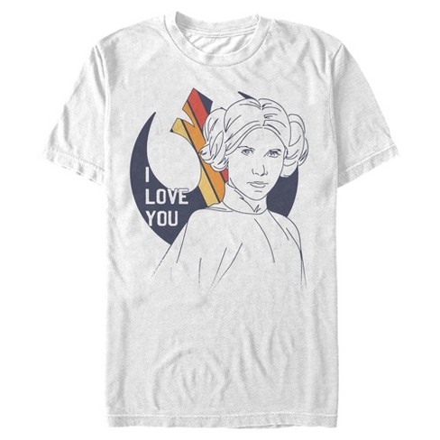 Men's Star Wars Leia I Love You Rebel Logo T-Shirt - White - Small