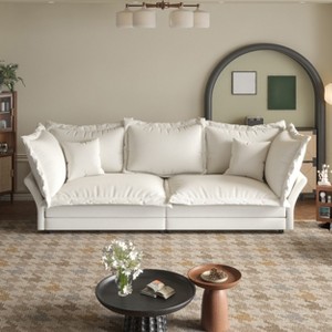 90.55" Modern Sofa Couch, Comfy Upholstered Deep Seat Sofa with Pillows, Convertible  Loveseat for Living Room Bedroom Apartment Office - 1 of 4