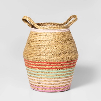 Image of Extra Large Water Hyacinth and Coiled Rope Stripe Bin - Pillowfort™