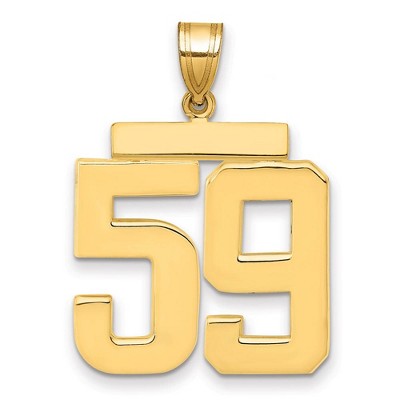 Black Bow Jewelry 14k Yellow Gold, Athletic Collection, Large Polished Number 59 Pendant