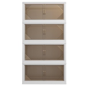 COMHOMA 22/26/32/36" Foldable Storage Bins, Plastic Stackable Large Organizer with Open Front Door, White - 1 of 4