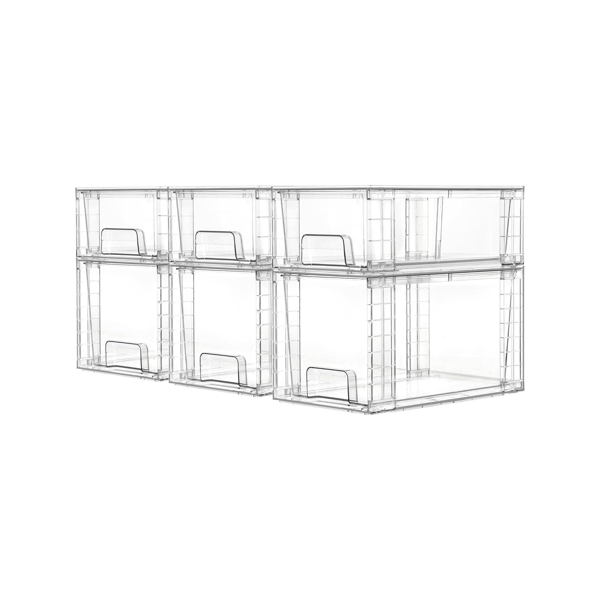Vtopmart 6 Pack Clear Stackable Storage Drawers, Plastic Drawers for Kitchen Pantry, Cabinet, Under Sink Organization