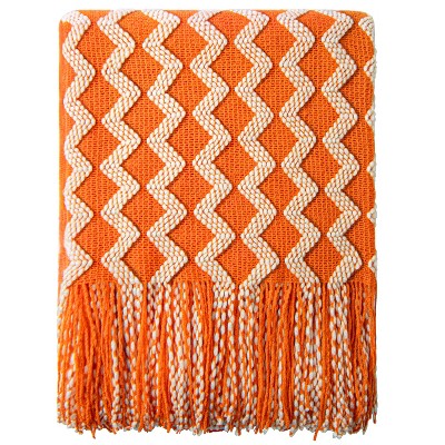Acrylic Knitted Throw Blanket, Lightweight and Soft Cozy Decorative Woven Blanket with Tassels - NTBAY