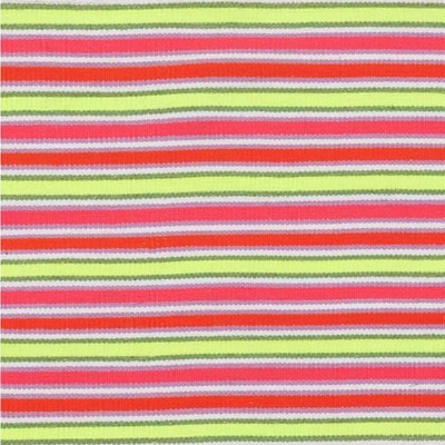 Triana Hot Pink and Green Striped Wool Area Rug 5'x8'