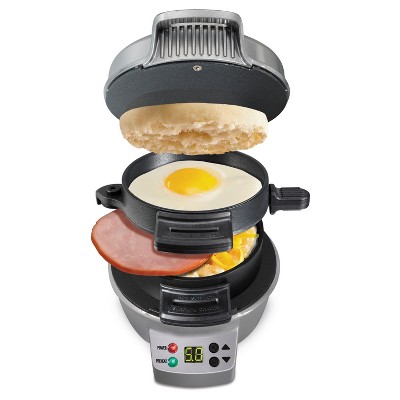 Hamilton Beach Dual Breakfast Sandwich Maker with Timer, Silver (25490A) 