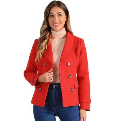 INSPIRE CHIC Women's Notched Lapel Double-Breasted Pea Coat