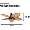 Honeywell Palm Valley 52" Tropical LED Ceiling Fan with Multi-Arm Light, Bronze - 2 of 4