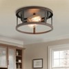 Dewdrop Farmhouse 2-Light Black Openwork Metal Frame Flush Mount Light Fixture - 3 of 4