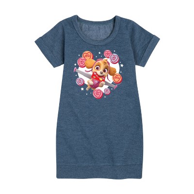 - Paw Patrol - Skye Conversation Hearts Graphic Short Sleeve Fleece Dress