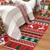 Christmas Area Rug, Washable Ultra-Thin Non-Slip Holiday Carpet with Reindeer & Snowflake Print for Living Room Bedroom Entryway, Red - 2 of 4