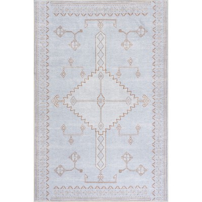 Nuloom Aelwen Medallion 5x8 Machine Washable Indoor Area Rug for Living Room Bedroom Dining Room Kitchen, Light Grey
