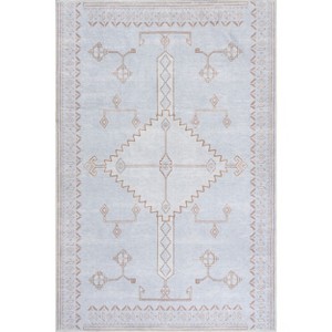 Nuloom Aelwen Medallion 5x8 Machine Washable Indoor Area Rug for Living Room Bedroom Dining Room Kitchen, Light Grey - 1 of 4