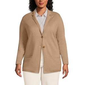 Lands' End Women's Fine Gauge Cotton Button Front Blazer Sweater - 1 of 4