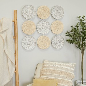 Metal Plate Carved Designs Wall Decor Gray - The Novogratz - 1 of 4