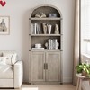 L-Shape Arched Bookcase w/ Doors Tall Bookshelf Farmhouse Bookcase Cabinet w/ Shelves Wooden - 3 of 4