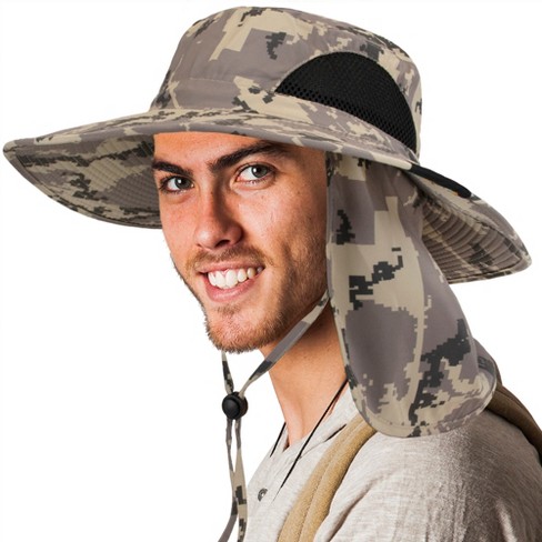 Sun Cube Wide Brim Sun Hat Adults, Fishing Hats Sun Uv Protection, Hiking Bucket  Hat Safari Beach Boonie, Upf 50+ (camo Grey With Flap) : Target