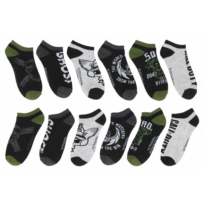Call Of Duty Men's Modern Warfare Black Ops No-Show Ankle Socks 6 Pair Pack Multicoloured, 1 of 5