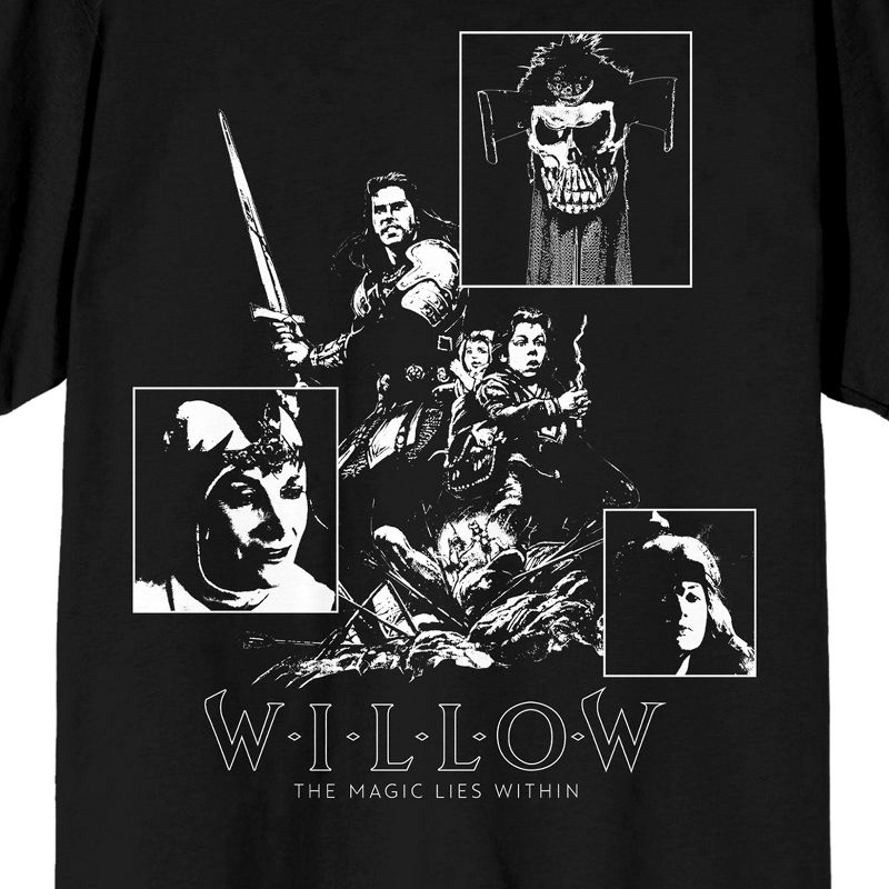 Willow (1988) Black and White Character Collage Men's Black Graphic Tee, 2 of 4