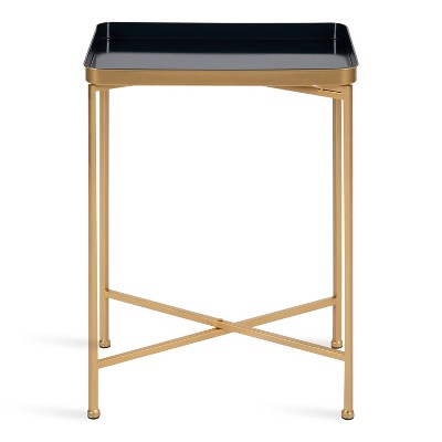 Navy Blue and Gold Metal Tray Accent Table