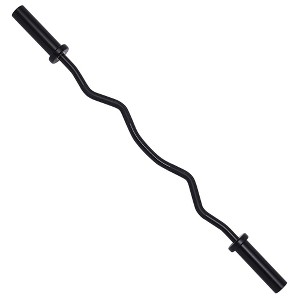 Signature Fitness Everyday Essentials Olympic Super Curl Barbell for Exercise Purposes, Fitness Routine, and Recreational Activities, 48 Inch, Black - 1 of 4