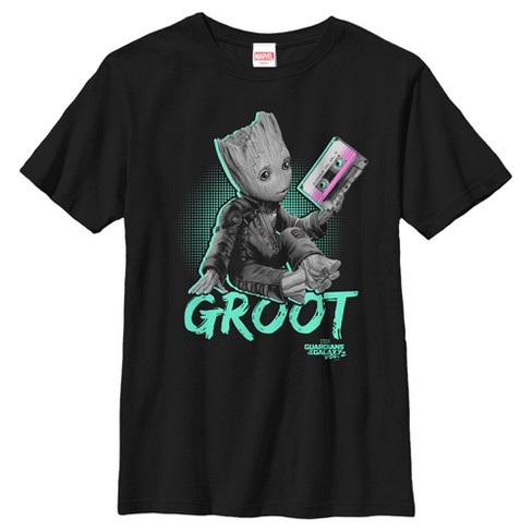 Boy's Husky Marvel Guardians Of Galaxy Vol. 2 Groot Mix Tape - Black ...