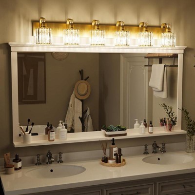 3 lamp Gold Modern Crystal Bathroom Vanity Lamp with 3/4/5/6 Lights for Bathroom, Bedroom, and Indoor Use