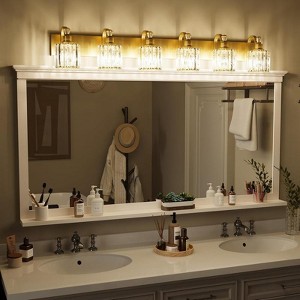 3 lamp Gold Modern Crystal Bathroom Vanity Lamp with 3/4/5/6 Lights for Bathroom, Bedroom, and Indoor Use - 1 of 4