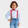 Toddler Boys' 3pc Valentine's Day Button-Down Shirt and Denim Pants Set with Bow Tie and Suspenders - Cat & Jack™ Medium Blue - 3 of 4