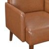 Faux Leather Upholstered Mid-Century Modern Accent Chair with Attached Cushions, Foam Padding and Solid Wood Frame - 3 of 4