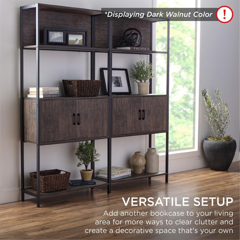 Best Choice Products Storage Bookshelf for Living Room, Walkway w/ Enclosed Cabinet, Elevated Design, 4 of 12