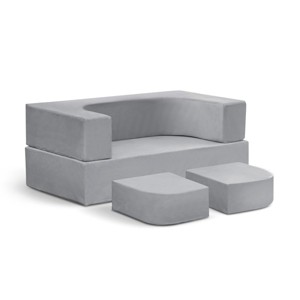SEVOBAL Baby Activity Gyms Modular Kids Sofa Bed Convertible Play Couch for Toddler Playroom, Grey, 40"*20"*16" - 1 of 4
