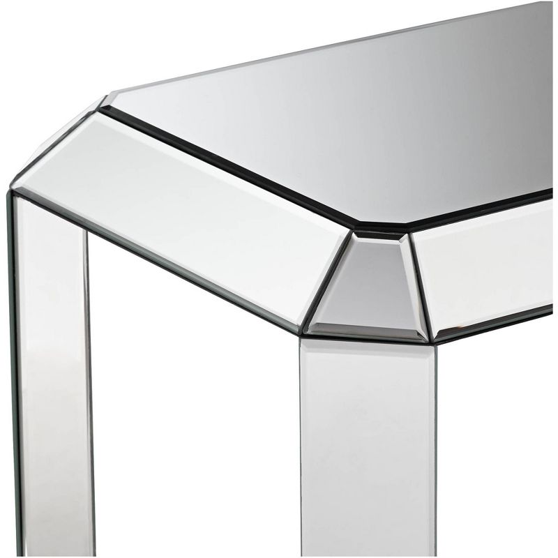 Studio 55D Modern Mirrored Rectangular Accent Side End Table 21" x 16" with Open Shelf Beveled for Living Room Bedroom Bedside, 3 of 10