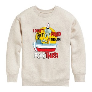 Boys' - SpongeBob SquarePants - Squidward I Dont Get Paid Enough Graphic Long Sleeve Fleece Sweatshirt - 1 of 4